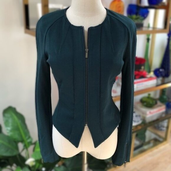 BCBGMaxAzria Fern Green Zip-Front Moto Jacket - Size XXS - Picture 3 of 16